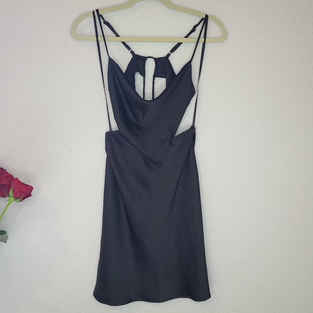 Black Strappy Mini Dress - Sleek Back Cutout